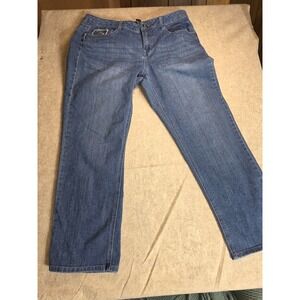 Apt 9 Capri Jeans Womens 10 Blue Medium Wash Sequin Pocket Stretch Denim Cropped